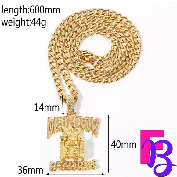 *NEW!* 14K Iced Death Row Records Pendant & Chain - Picture 11 of 16